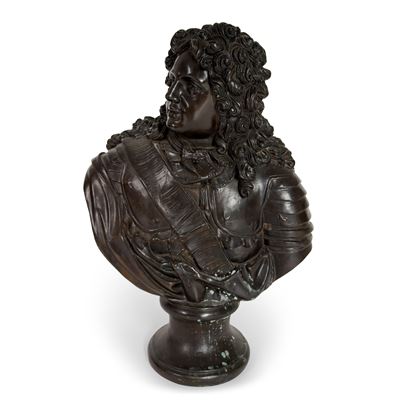 Autore anonimo, Busto di Luigi XIV in bronzo patinato