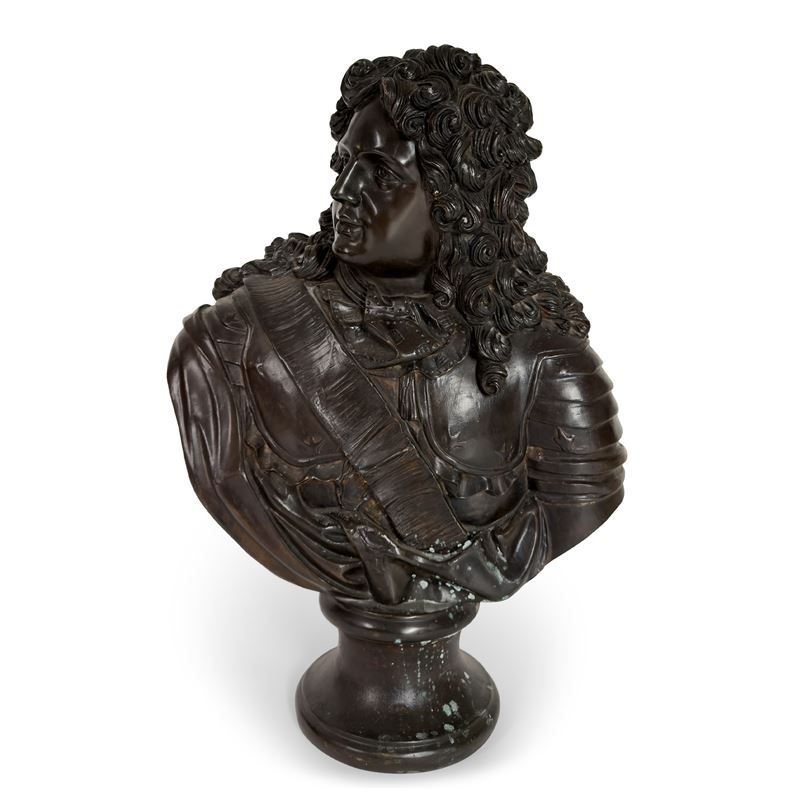 Autore anonimo, Busto di Luigi XIV in bronzo patinato