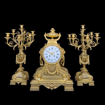 Imponente Trittico in Bronzo Dorato, Francia, XIX Secolo