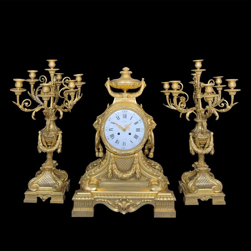 Imponente Trittico in Bronzo Dorato, Francia, XIX Secolo