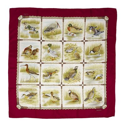 Gucci, Uccelli di Palude, foulard in seta policroma