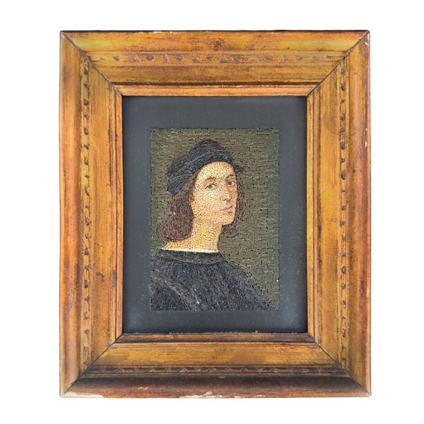 Autoritratto di Raffaello Sanzio, placca rettangolare in micromosaico, Roma, XIX secolo