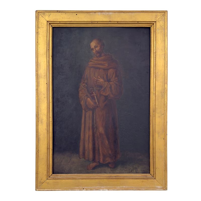 Pittore del XX secolo, San Francesco, olio su compensato