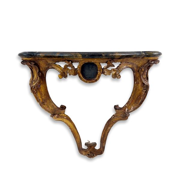 Console a goccia in legno dorato, Napoli, XVIII secolo
