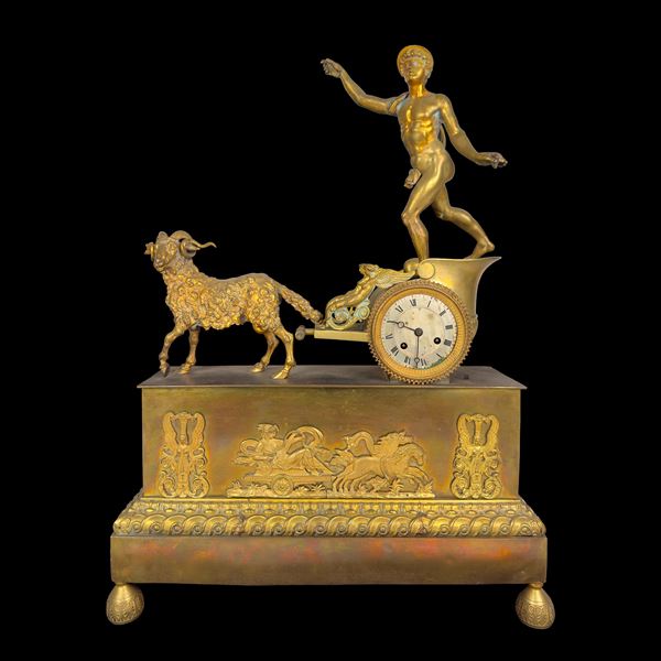 Pendola in bronzo e metallo dorato, Francia, XIX secolo