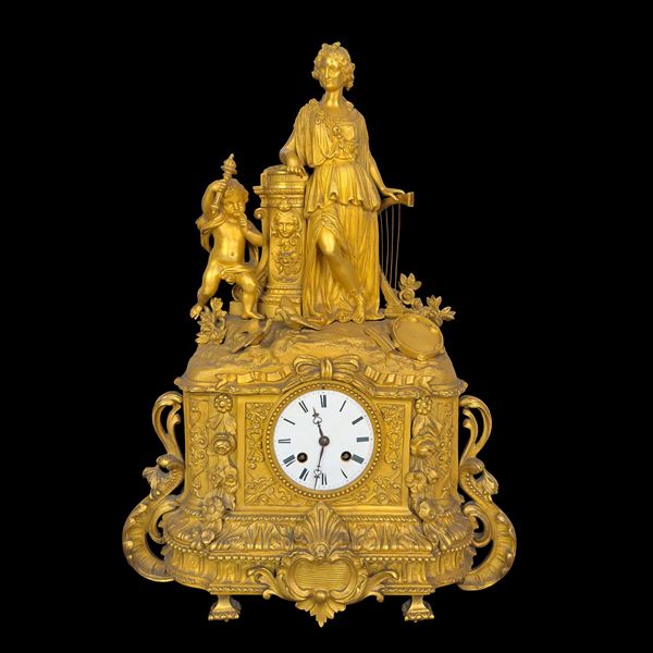 Pendola in bronzo dorato, Francia, XIX secolo