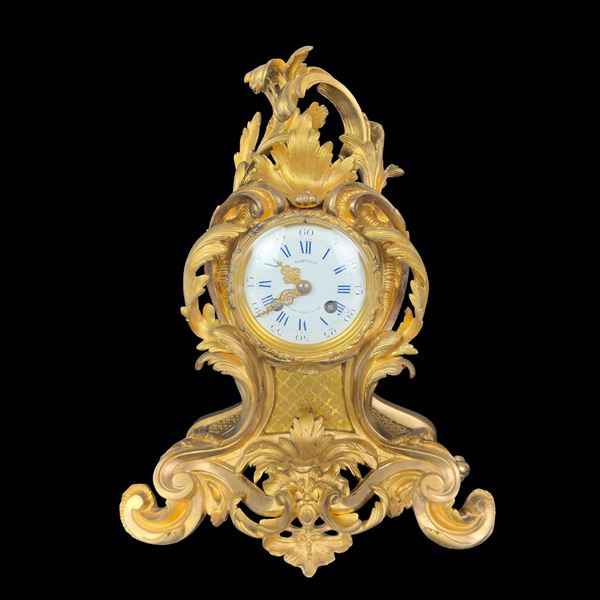 Pendola a lira in bronzo dorato, Francia, XIX secolo