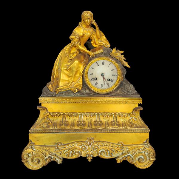 Pendola in bronzo dorato, XIX secolo