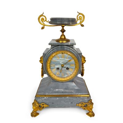 Pendola in Marmo Bardiglio, Metallo e Bronzo Dorato, XIX Secolo