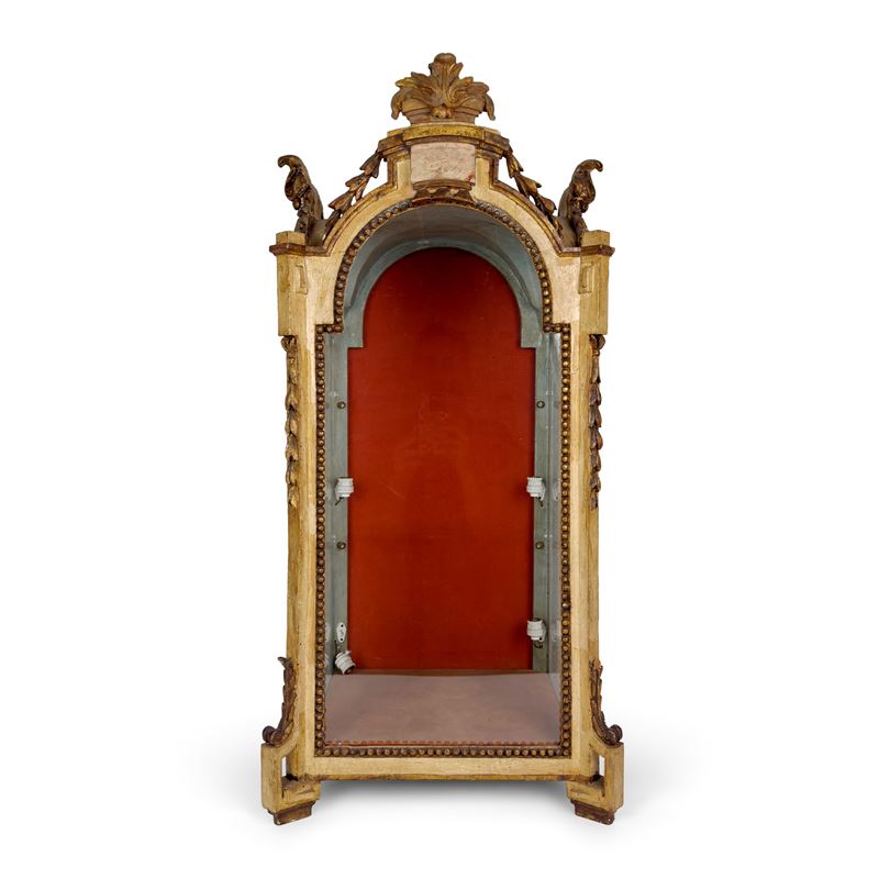 Teca in Legno Laccato Avorio e Dorato, XVIII Secolo