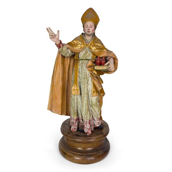 San Gennaro, scultura in legno policromo e dorato, Napoli, fine del XVIII secolo