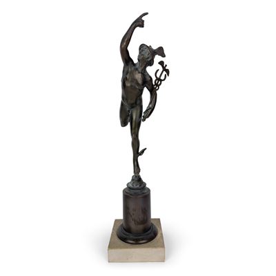 Mercurio Volante, Scultura in Bronzo Patinato, XIX Secolo