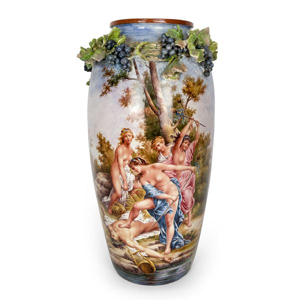 Grande vaso in maiolica policroma, Napoli, inizi del XX secolo