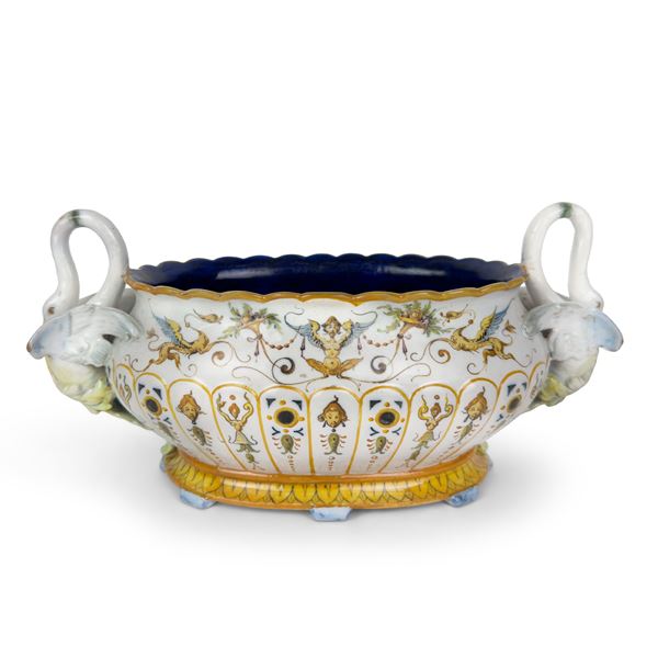 Centrotavola in maiolica bianca e policroma, Ginori, fine del XIX-inizi del XX secolo