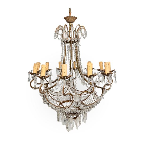 Lampadario à corbeille a dodici luci, XIX secolo