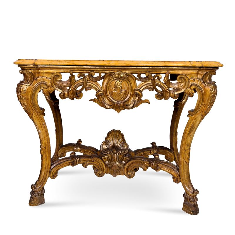 Console in Legno Dorato, Napoli, XVIII Secolo