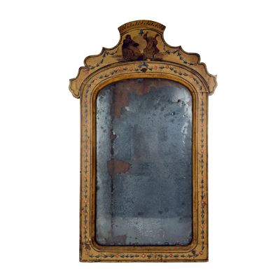 Specchiera in Legno Laccato Ocra, Venezia, XIX Secolo