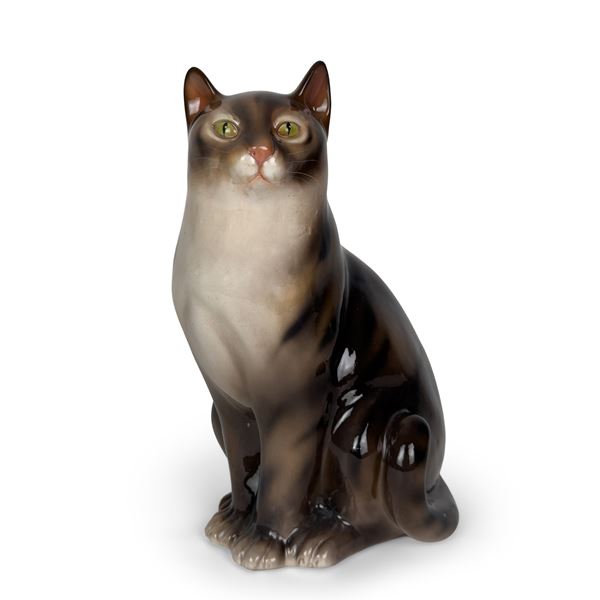 Gatto in ceramica policroma, Bassano