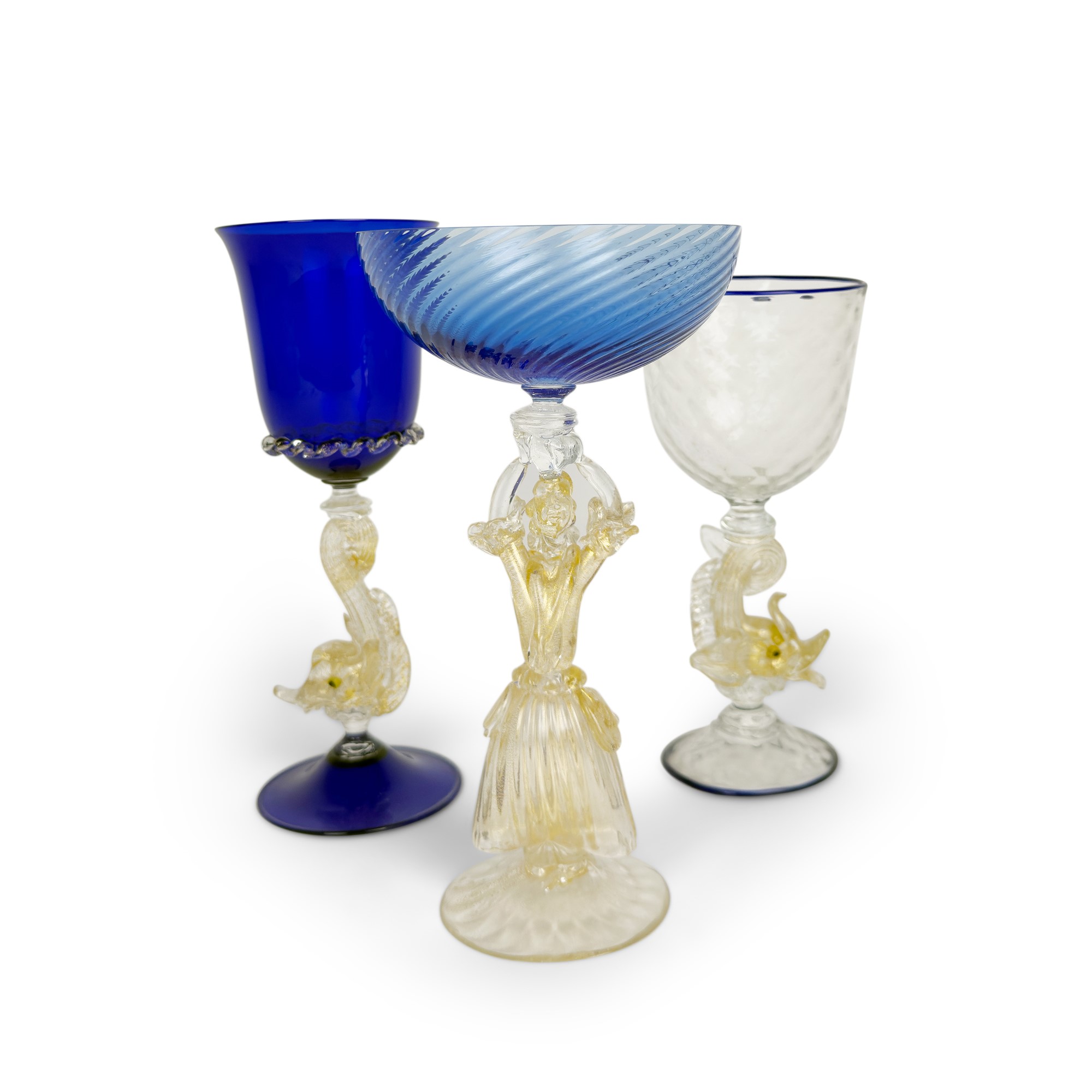 Collezione di ventitré bicchieri in vetro soffiato, Murano