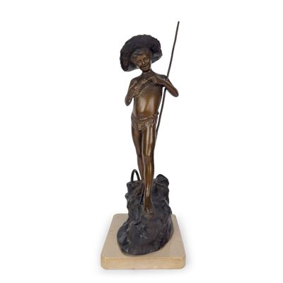 Giovanni Varlese, Pescatoriello, scultura in bronzo patinato con base in marmo