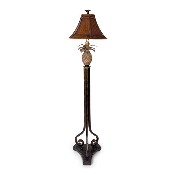 Lampada da terra in metallo verniciato e resina