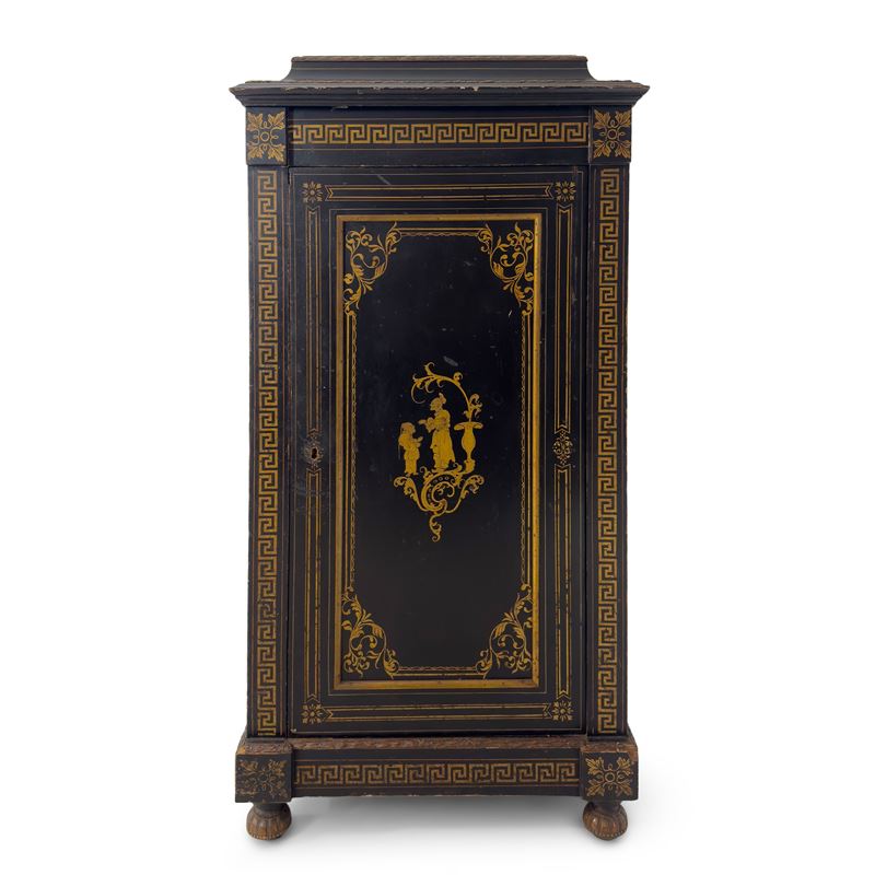 Piccola Credenza in Legno Laccato Nero