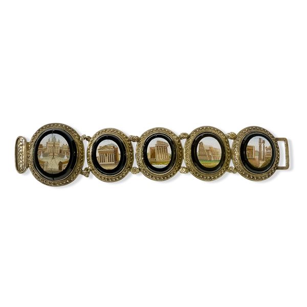 Bracciale in oro giallo 18 kt., Roma, XIX secolo
