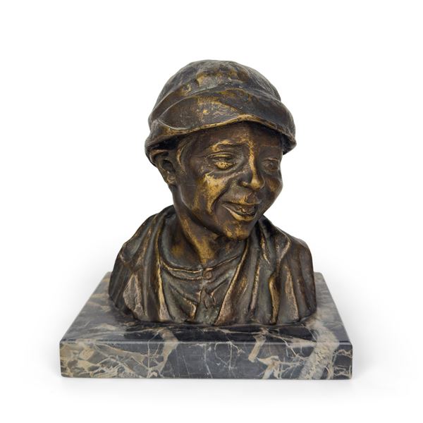 Busto di scugnizzo, scultura di bronzo patinato