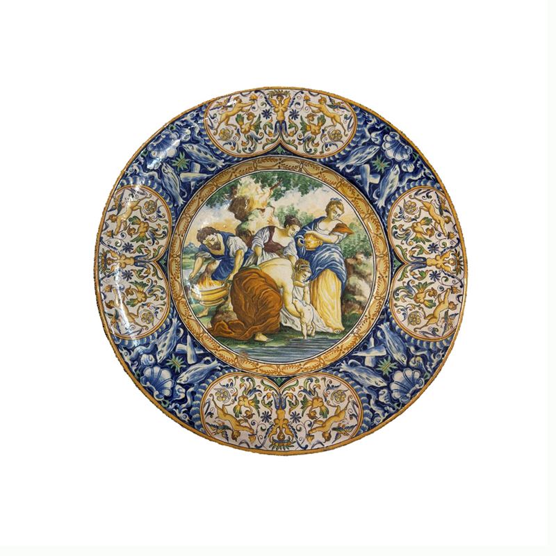 Piatto Istoriato in Maiolica Policroma