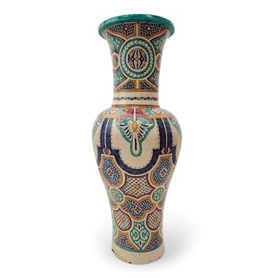 Grande Vaso in Maiolica Bianca e Policroma