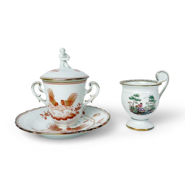 Una cremiera con coperchio e piatto UNITA a una tazza da caffè, Richard Ginori
