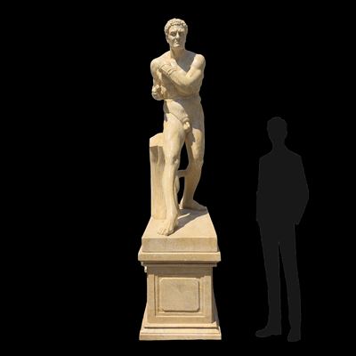Figura di lottatore, scultura in travertino