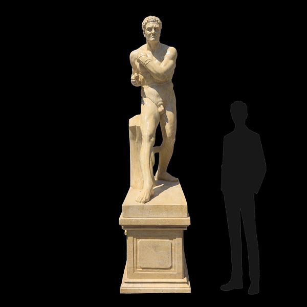 Figura di lottatore in travertino