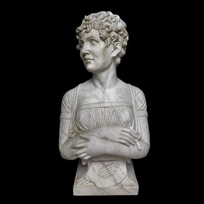 Busto di M.me Récamier come pittrice, scultura in marmo bianco