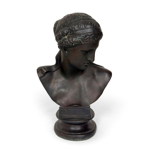 Busto di Atena in bronzo patinato
