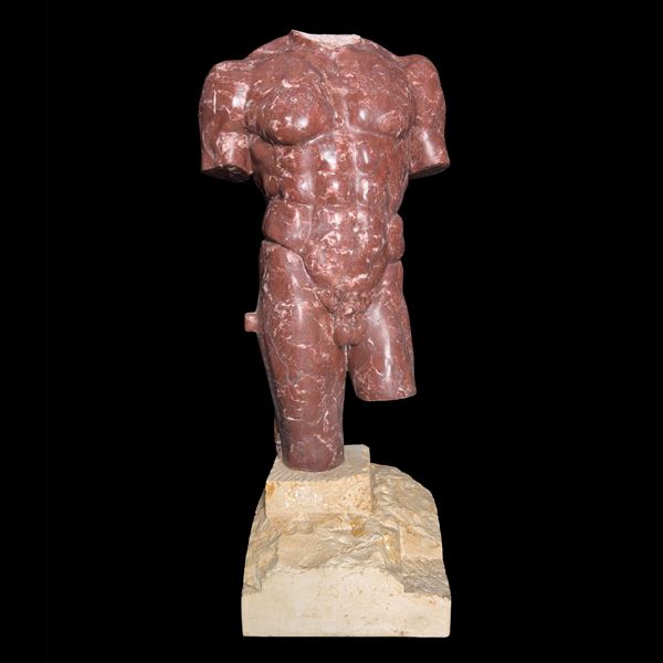 Nudo maschile acefalo in marmo rosso