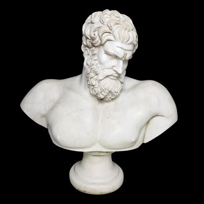Busto dell’Ercole Farnese, scultura in marmo bianco