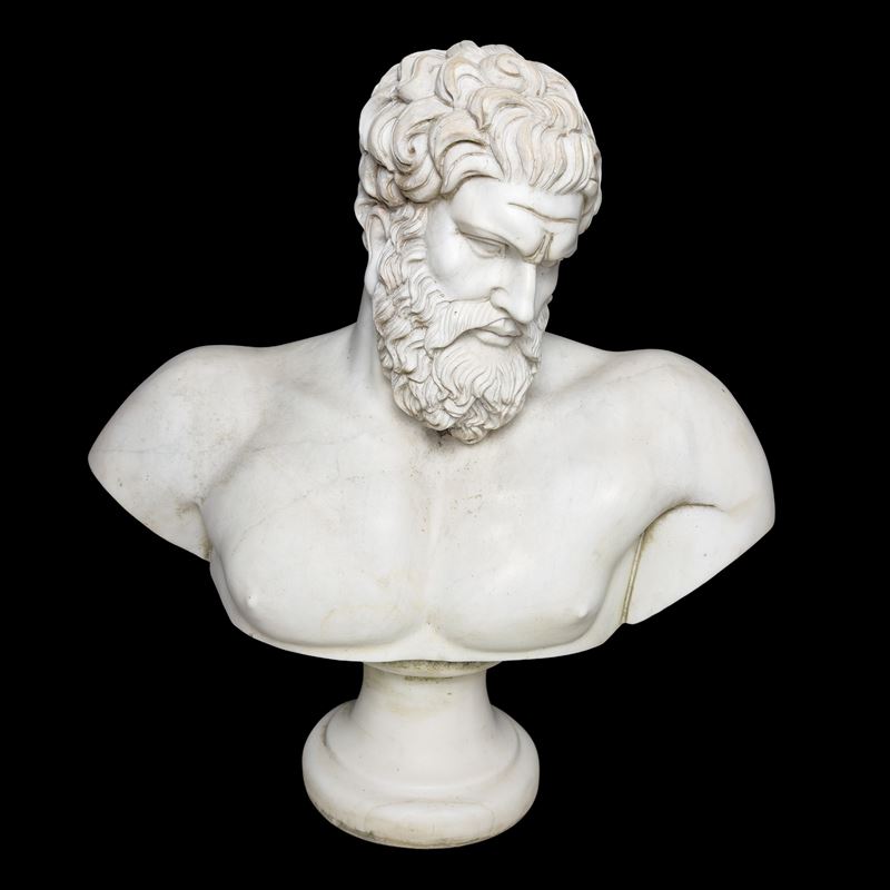 Busto dell’Ercole Farnese, scultura in marmo bianco