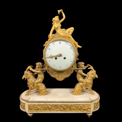 Pendola in Marmo Bianco e Bronzo Dorato, Francia, XIX Secolo