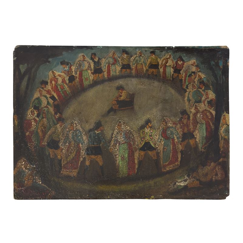 Sandro Sanna, Scena popolare sarda (olio su cartone)