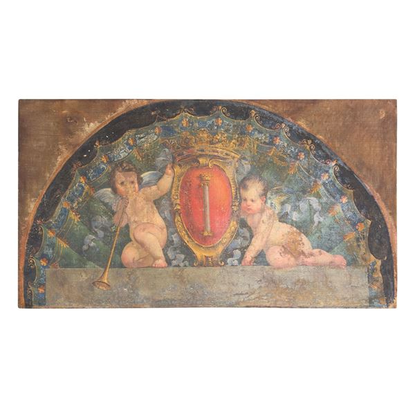 Due putti alati che sostengono lo stemma della famiglia Colonna, Roma, XVII secolo