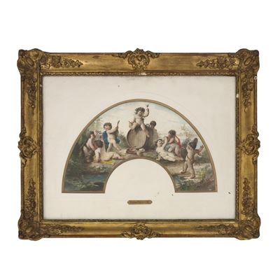 Francesco Tabacchi, Allegoria con putti e Bacco fanciullo (studio per ventaglio)