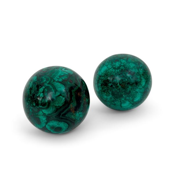Coppia di sfere in malachite