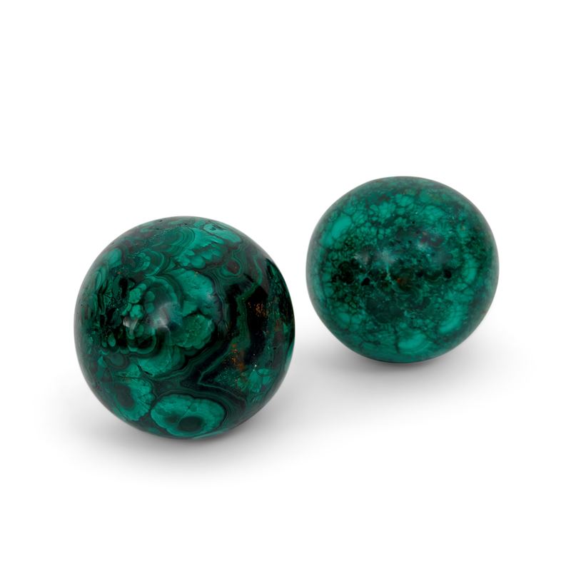 Coppia di Sfere in Malachite