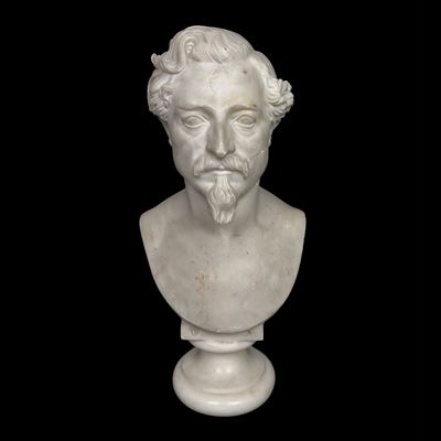 Gaspare Galeazzi, Busto virile con baffi e pizzetto in marmo bianco