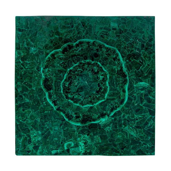 Piano quadrato in marmo placcato in malachite