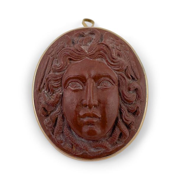 Placchetta ovale in marmo rosso antico, Roma, XIX secolo