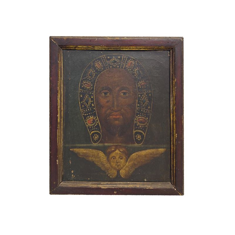 Pittore del XIX secolo, Volto santo di Gesù, olio su tela