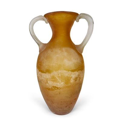 Scavo in vetro Murano giallo, Vaso biansato