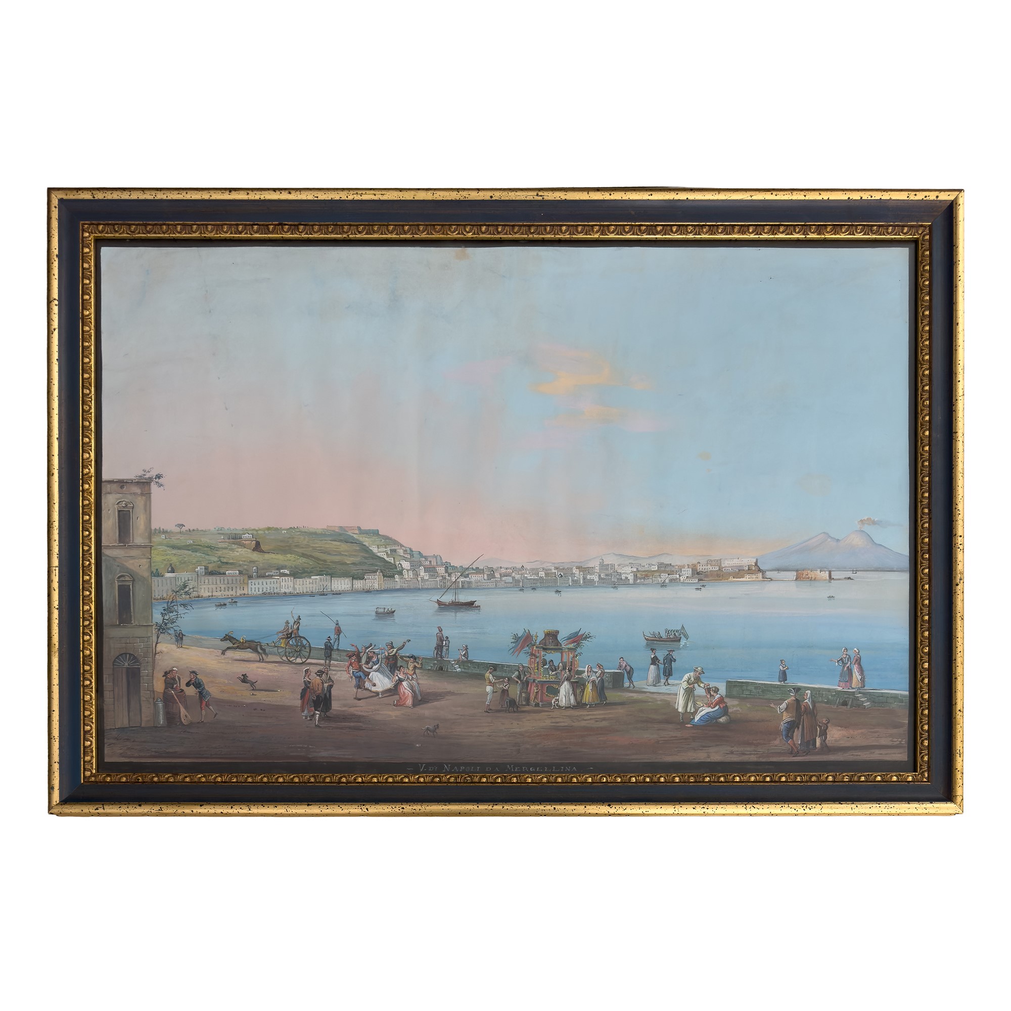 Pittore napoletano tra fine XVIII e inizi  XIX secolo, Vedute del Golfo di Pozzuoli e di Napoli d...